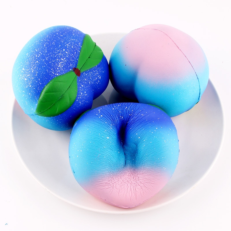Squishy Lớn JUMBO Hình QUẢ ĐÀO MÀU XANH DƯƠNG Đồ Chơi Xốp Giảm Stress Hình mềm mịn dễ Thương đàn hồi Cho Bé