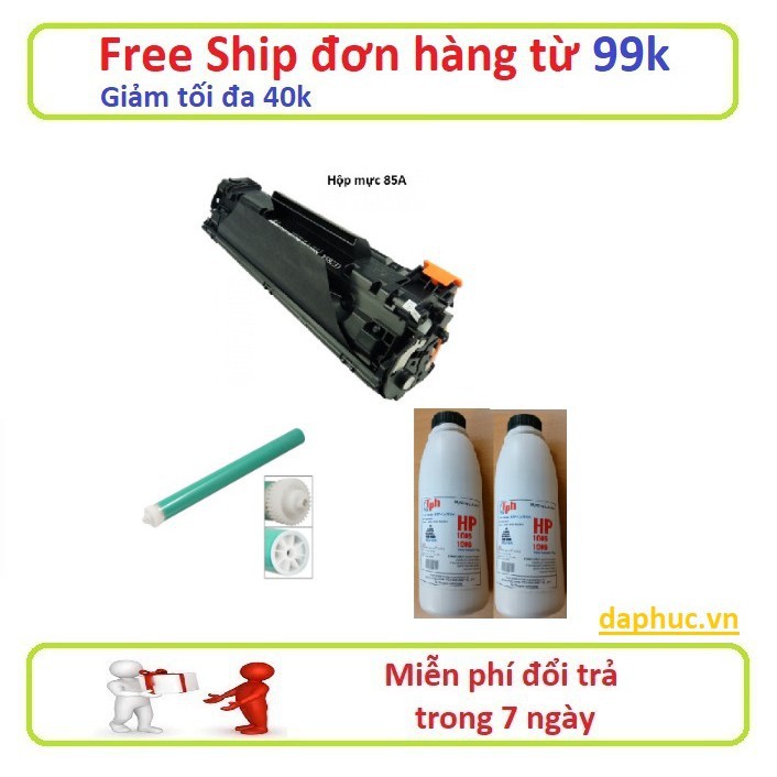 COMBO 1 Hộp Mực 35/85A - (Có lỗ đổ mực), 2 Chai Mực Đổ HP 1005 Và 1 Cây Trống In 85A