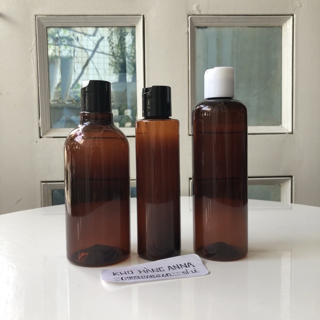 CHAI LỌ NHỰA NẮP BẬT CHIẾT MĨ PHẨM - Vỏ chai pet nhựa MÀU NÂU  100ml/ 150ml/ 250ml/ 300ml/ 500ml Đựng dầu gội , sữa Tắm