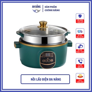 Nồi Lẩu Điện Đa Năng, Nồi Nấu Lẩu Điện 24cm Tặng Kèm Lồng Hấp Tích Hợp 6 Chức Năng