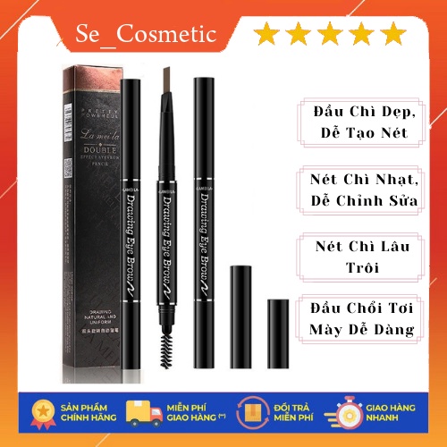 Chì Kẻ Mày 2 Đầu Lameila- Bút kẻ chân mày- se-cosmetics | BigBuy360 - bigbuy360.vn