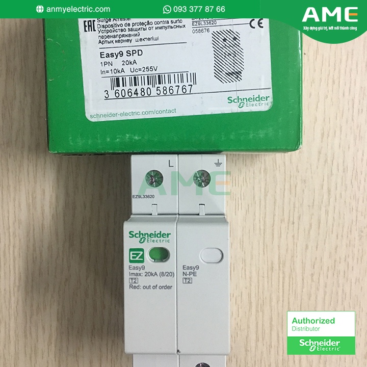 Chống sét lan truyền dòng cắt 20kA loại 1P+N Easy9 Schneider_EZ9L33620