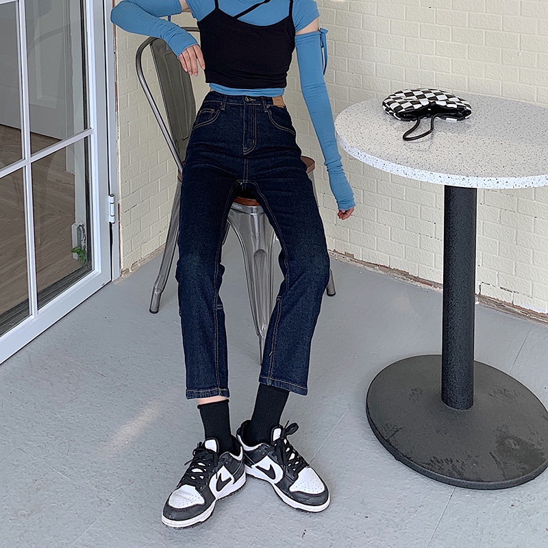 Quần jean 46320 ống đứng lưng cao thời trang cho nữ