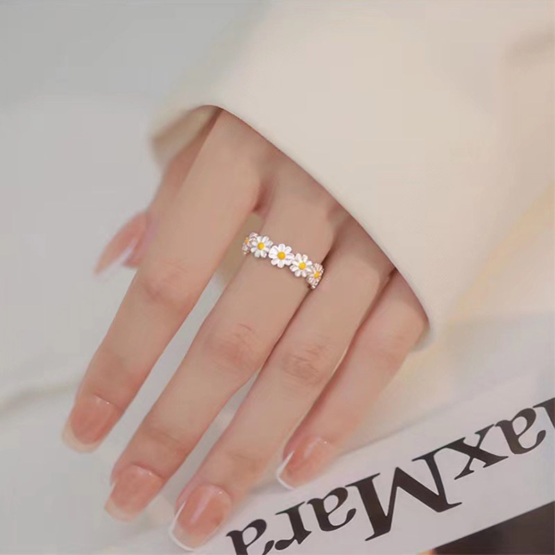 Bông Tai Mạ Bạc 925 Dạng Hở Hình Hoa Cúc Đơn Giản Dễ Thương Thời Trang Cho Nữ