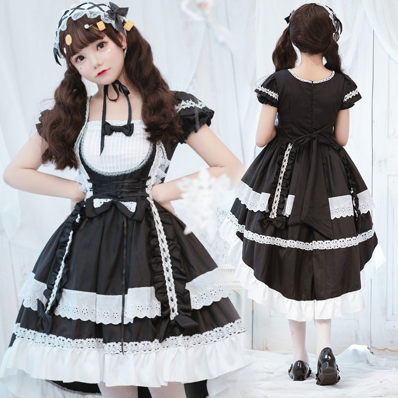 giá rẻNgười nổi tiếng trên InternetLolita hầu gái Váy Nhật Bản gothic loli công chúa học sinh trọn bộ