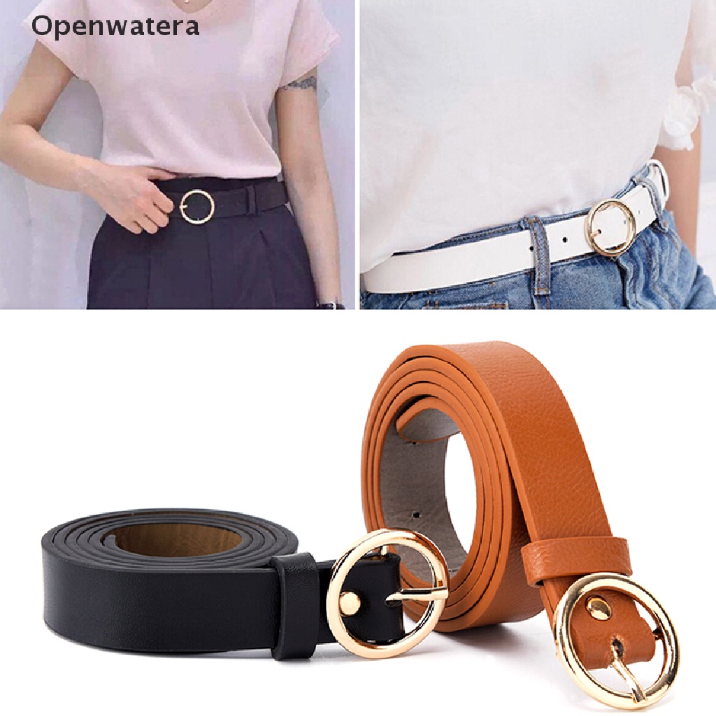 Thắt lưng da khóa kim loại tròn phong cách Boho cổ điển cho nữ