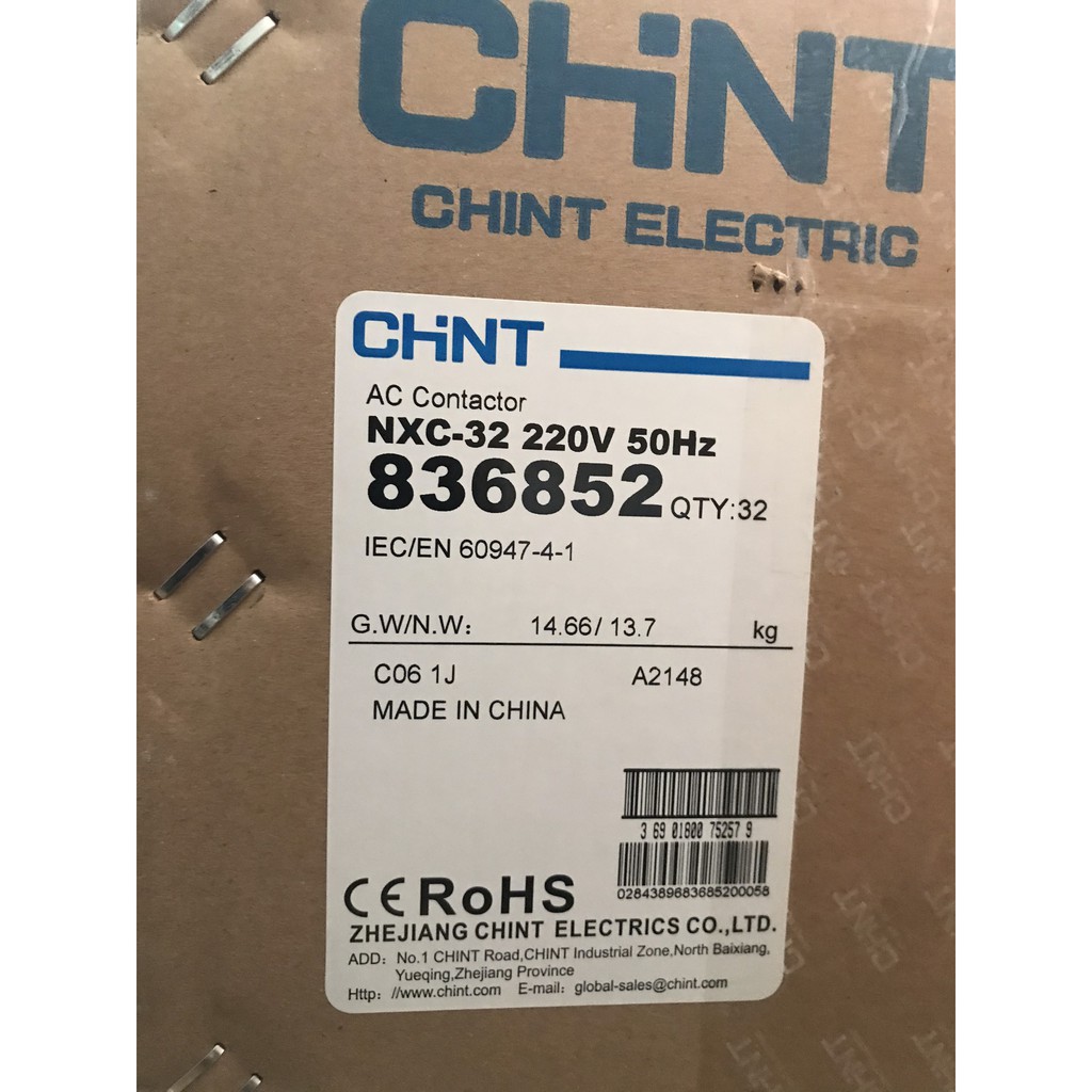 (Chint) Contactor 3P NXC - 32 chịu tải động cơ lên đến 15KW