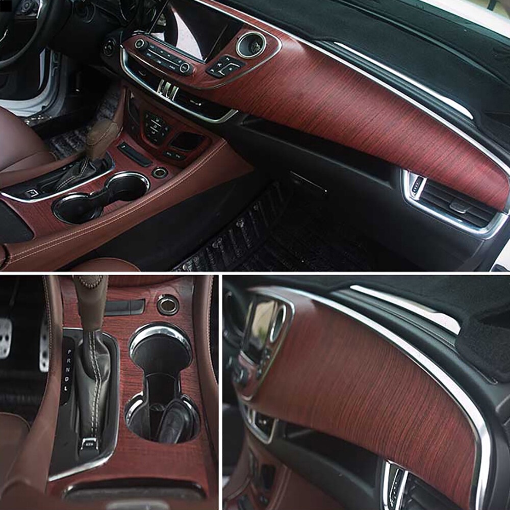 Miếng Dán Họa Tiết Vân Gỗ Bằng PVC Tự Dính 10/30*100cm Trang Trí Nội Thất Xe Hơi