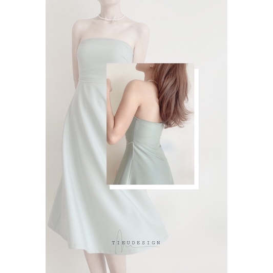 Đầm cup xanh min TIEUDESIGN phom midi
