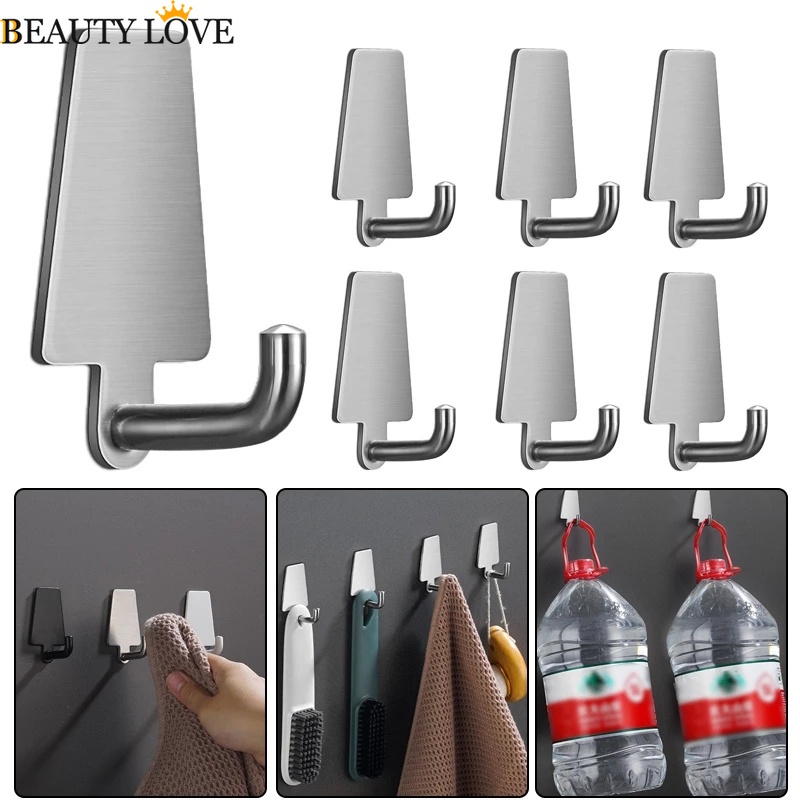 Móc Treo Khăn / Chìa Khóa / Dù / Đồ Dùng Dán Tường Bằng Inox Chống Ẩm Tiện Dụng