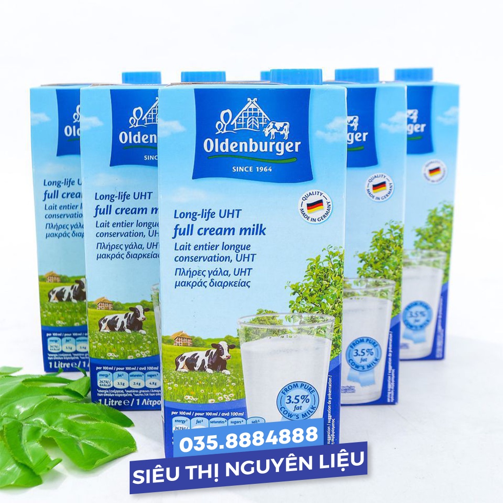 [Thùng 12 Hộp] Sữa tươi Đức nguyên kem Oldenburger - Hộp 1L