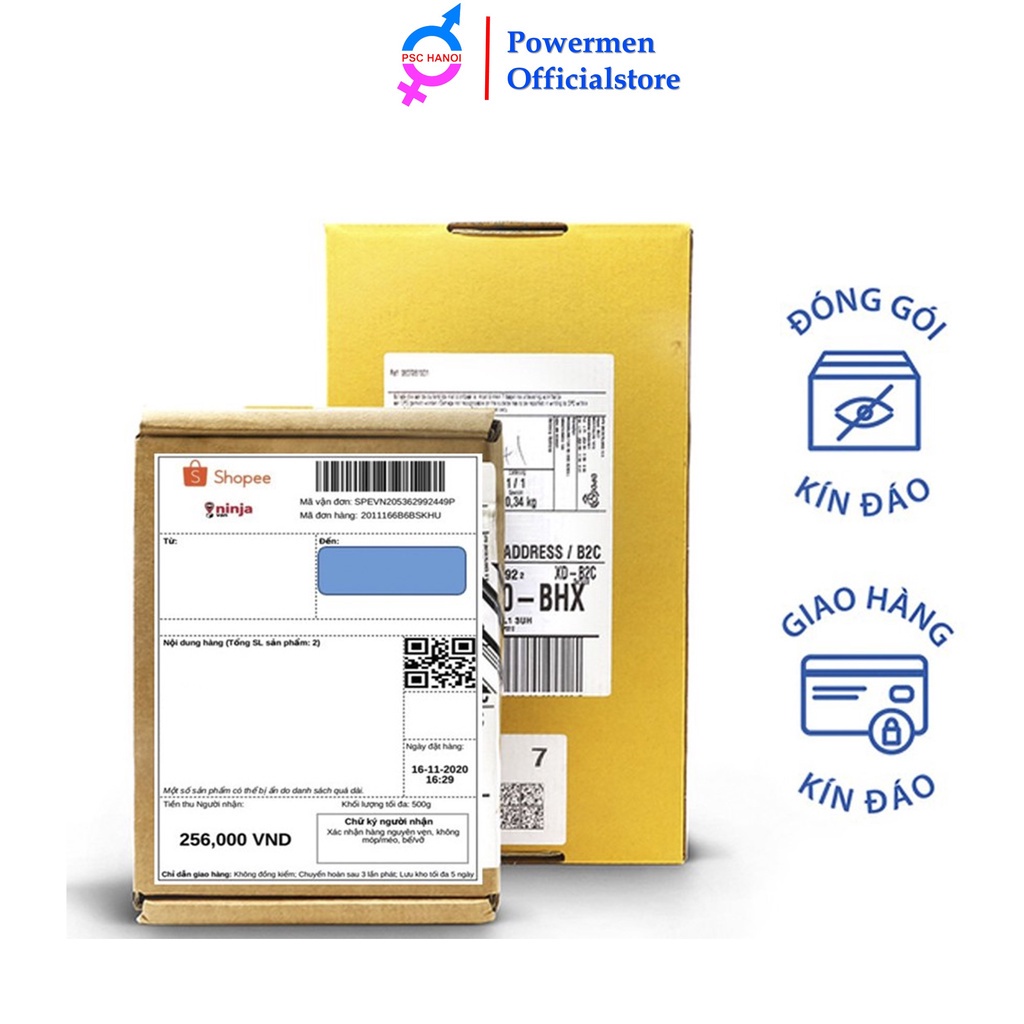 Bao cao su POWERMEN 0.03 siêu mỏng trơn kéo dài thời gian chứa 9% Benzocain chống xuất tinh sớm hộp 01 bcs