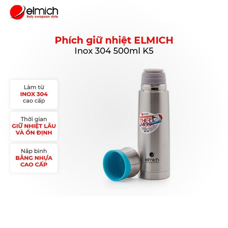 Bình giữ nhiệt Elmich inox 304 500ml K5