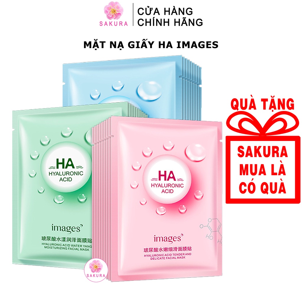 Mặt nạ giấy dưỡng ẩm trắng da HA Mask cấp ẩm thải độc dưỡng da dầu mụn nội địa trung Images Bioaqua SAKURA 25ml | BigBuy360 - bigbuy360.vn