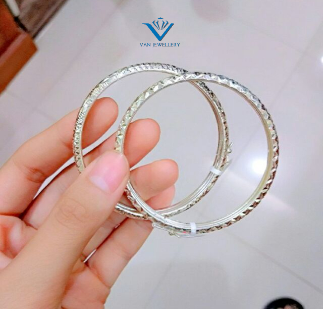 Vòng tay bạc Vòng tay nữ tròn phay bản rộng 1cm BẠC TA