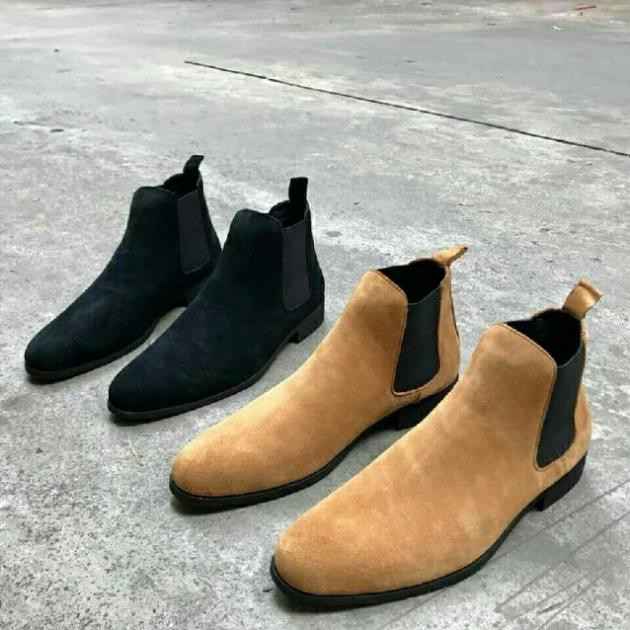 GIÀY CHELSEA BOOT DA BÒ LỘN -ah22