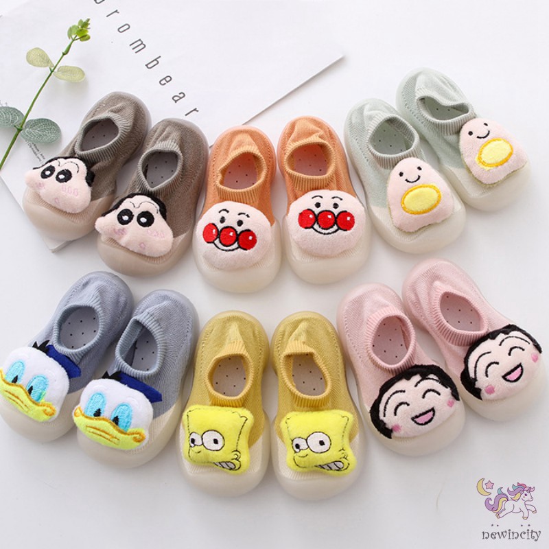 Giày Đế Mềm Chống Trượt Thiết Kế Kiểu Hoạt Hình Dễ Thương Dành Cho Bé Trai Bé Gái Tuổi Tập Đi