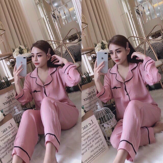 Đồ bộ pijama nữ vải phi lụa mặc nhà cực xinh 153