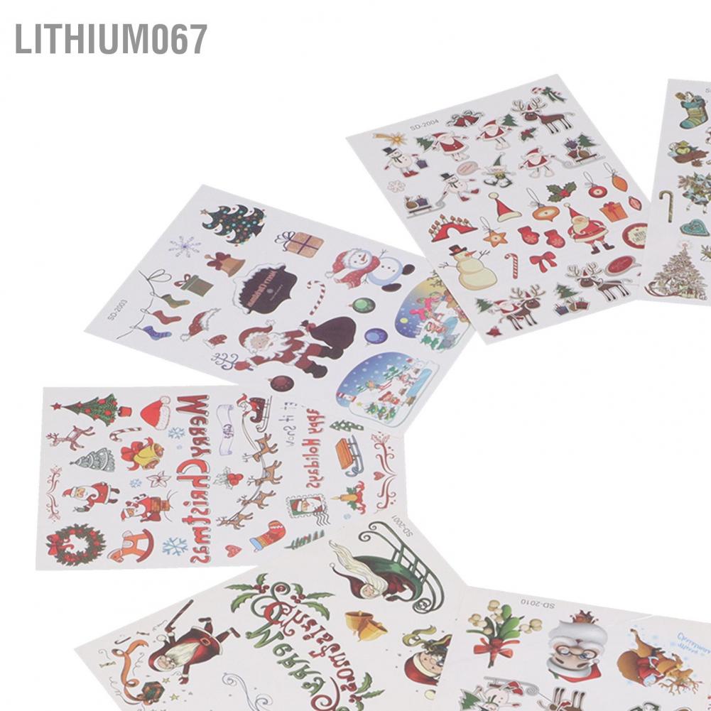 Set 10 hình xăm tạm thời chủ đề giáng sinh hoạt hình chống thấm nước lâu phai màu