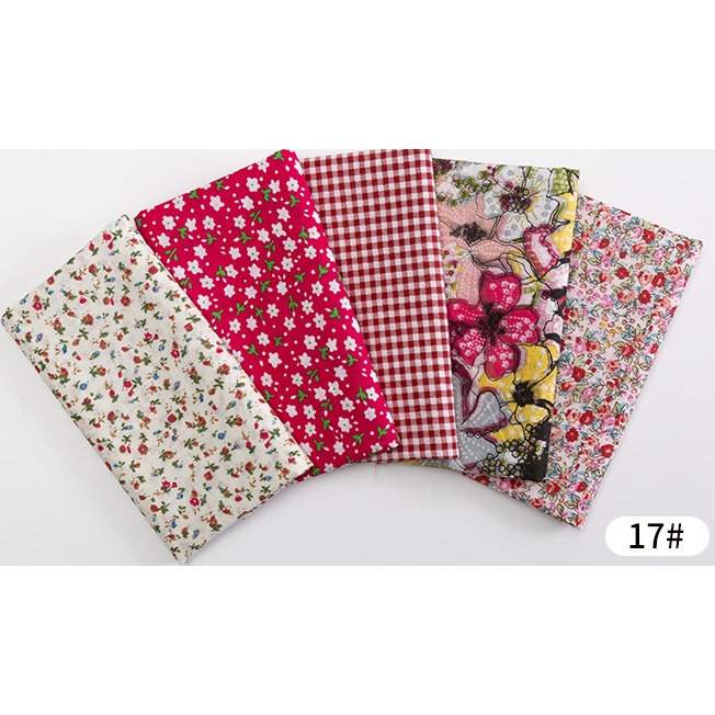 Set 5 Tấm Vải Cotton LÀM DIY Họa Tiết Hoa NGẪU NHIÊN Tự May Vá Đồ Thủ Công-  BÁCH HÓA NA NA