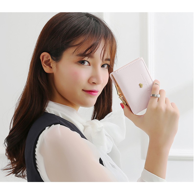 Bóp Da Nữ Cầm Tay Mini Xinh Xắn Thời Trang Hàn Quốc Một Loại Ví Gấp Ngắn Đa Chức Năng Đẹp Mẫu Hình Trái Tim Sweet Dream | BigBuy360 - bigbuy360.vn