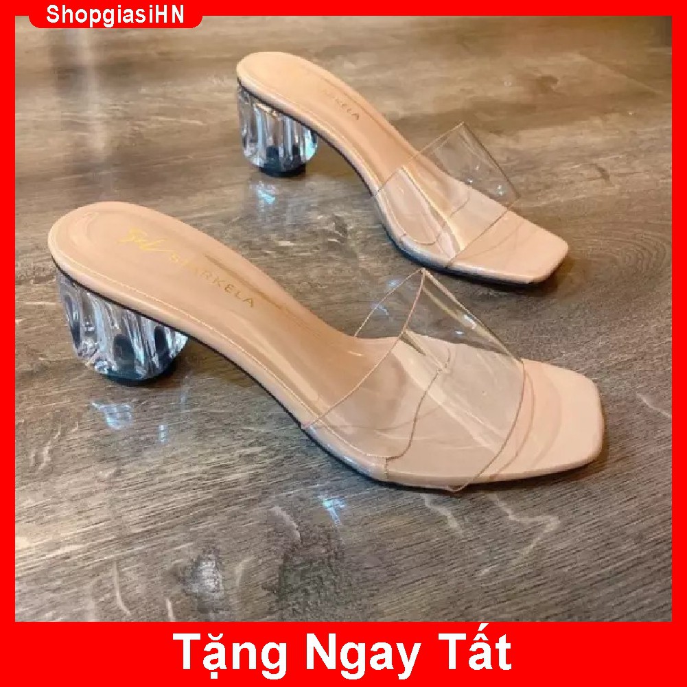 FREE SHIP Guốc nữ , dép nữ cao gót quai trong 5 phân êm chân dễ mang