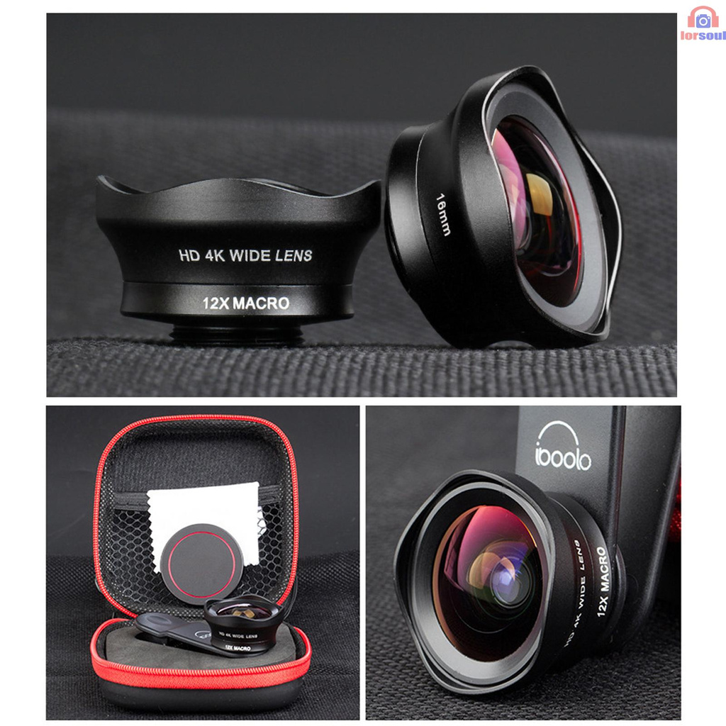 Bộ Lens Mở Rộng 16mm + 12x Macro Gắn Camera Điện Thoại