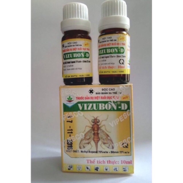 Combo: 02 Bẫy ruồi vàng và 01 hộp thuốc Vizubon-D dẫn dụ &amp; diệt ruồi đục trái hiệu quả