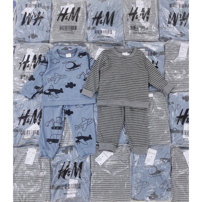 SET COMBO 2 BỘ XANH XÁM MÁY BAY CHO BÉ TRAI