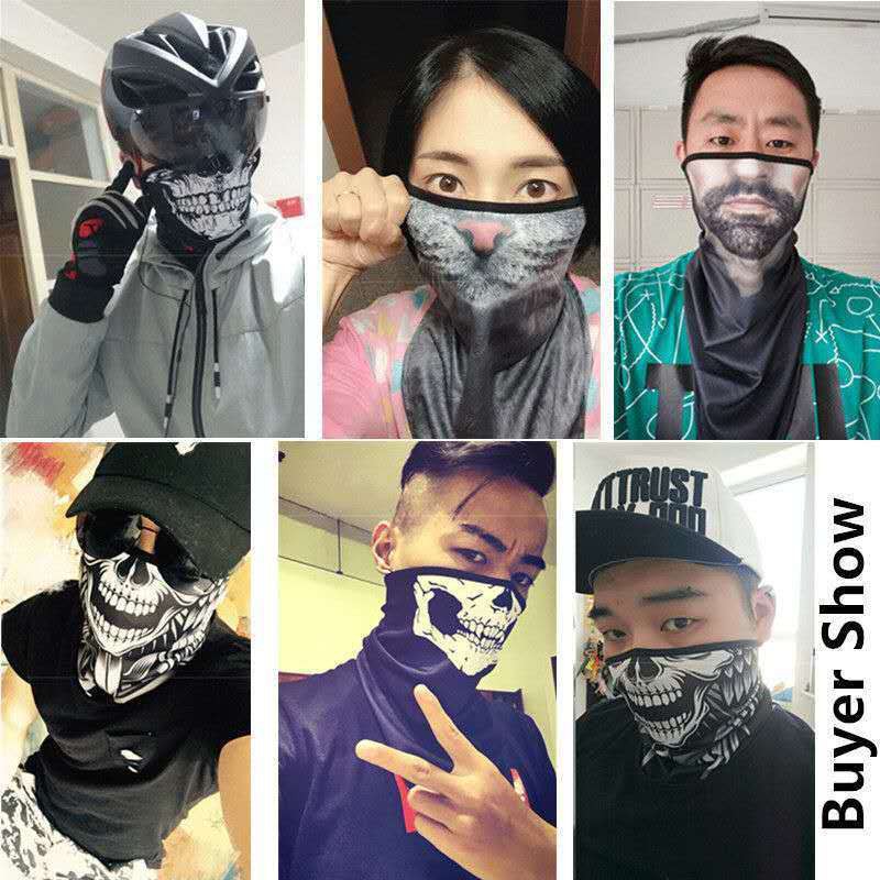 Sunscreen mask riding mask rider face towel ice silk CS skull bib cover summer fishing hanging ear headband men and women