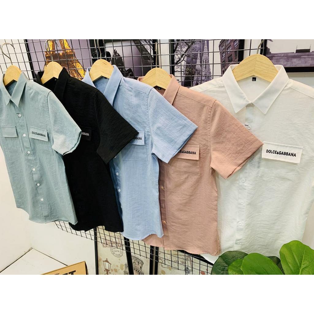 Áo sơ mi nam ngắn tay phối túi và chữ vải KAKI đẹp chuẩn thời trang cao cấp hàng shop
