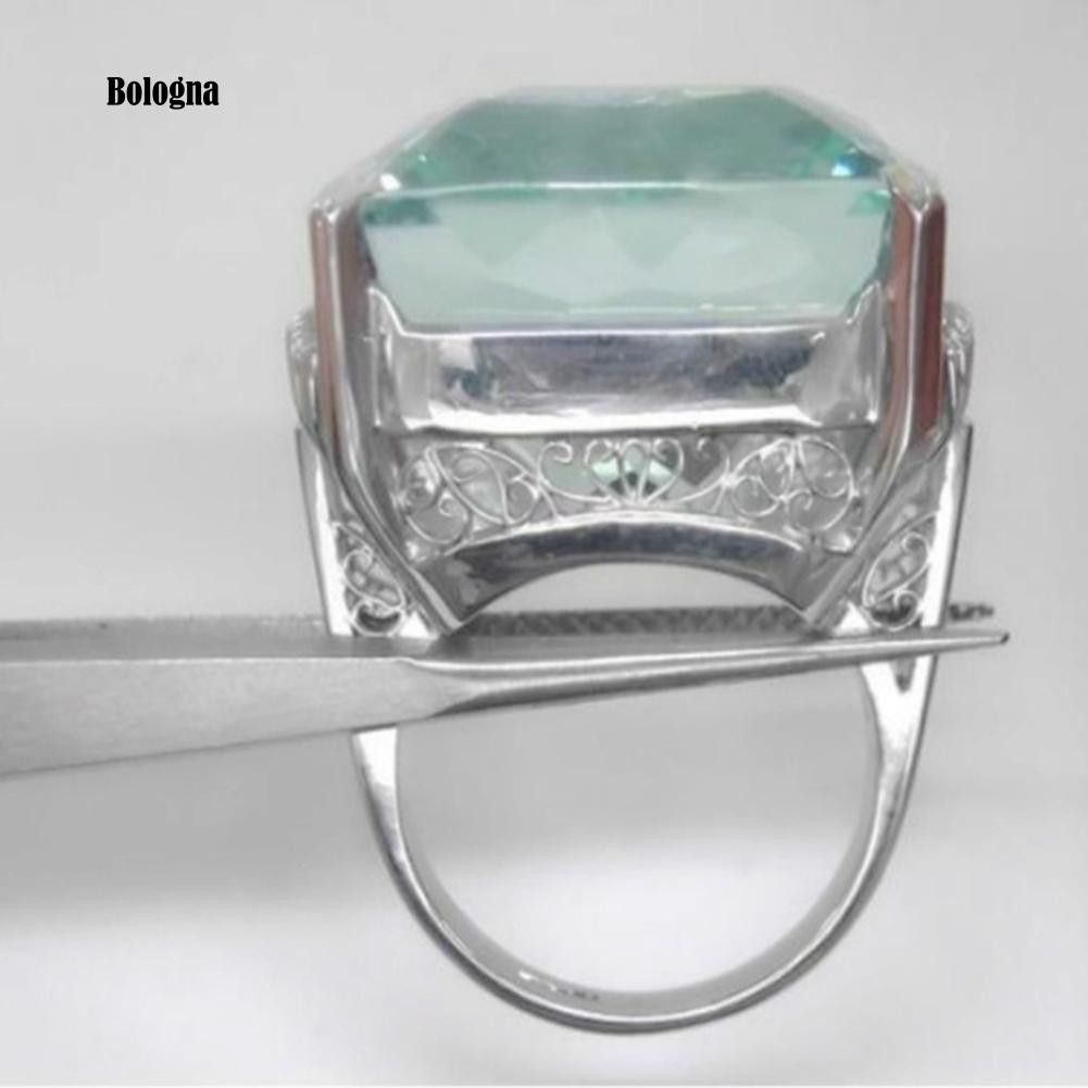 ♠Nhẫn Đính Hôn Đính Đá Topaz Hình Vuông Sáng Tạo Dành Cho Nữ