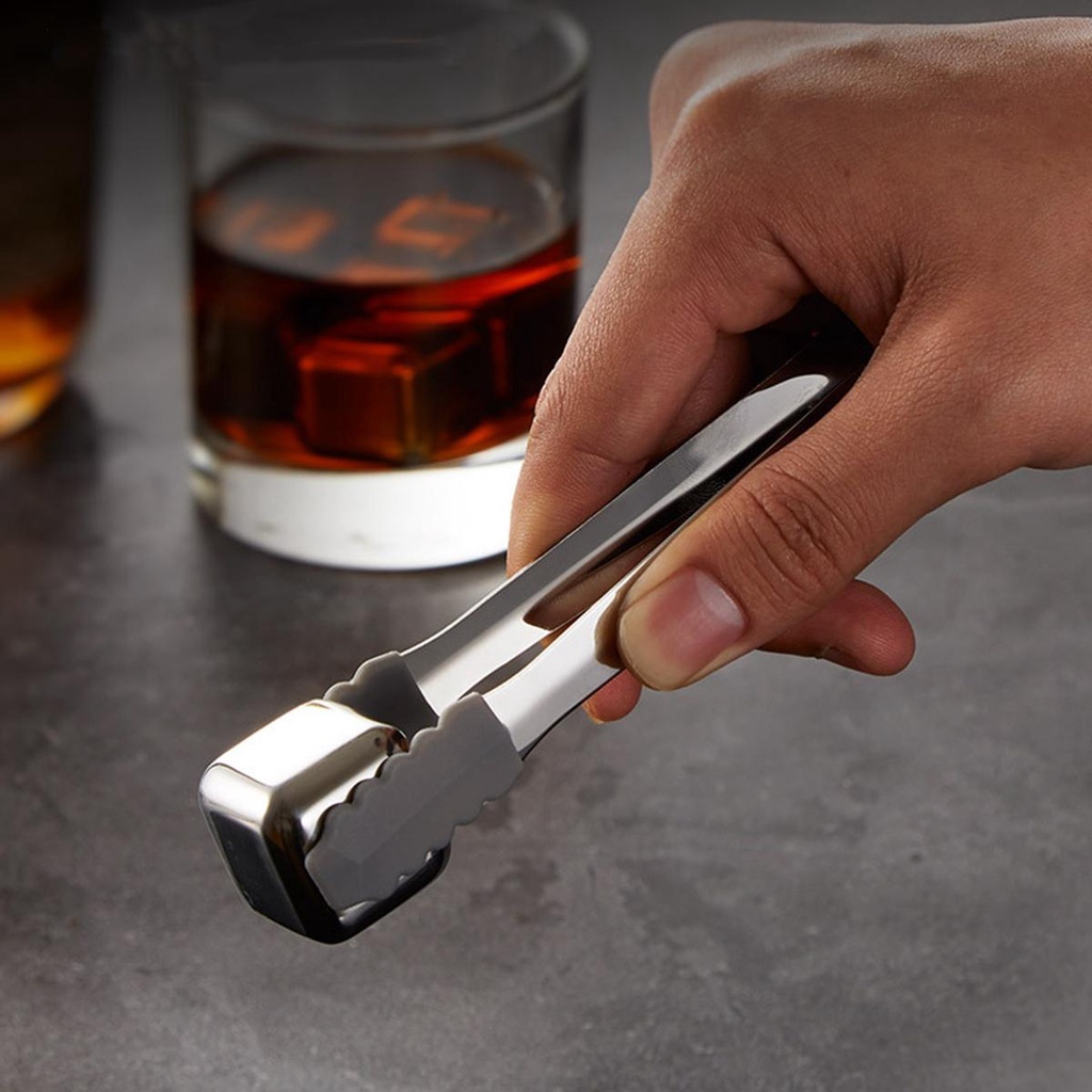 ELEGANT Kẹp Gắp Đá / Bánh Mì Bằng Silicone Và Thép Không Gỉ