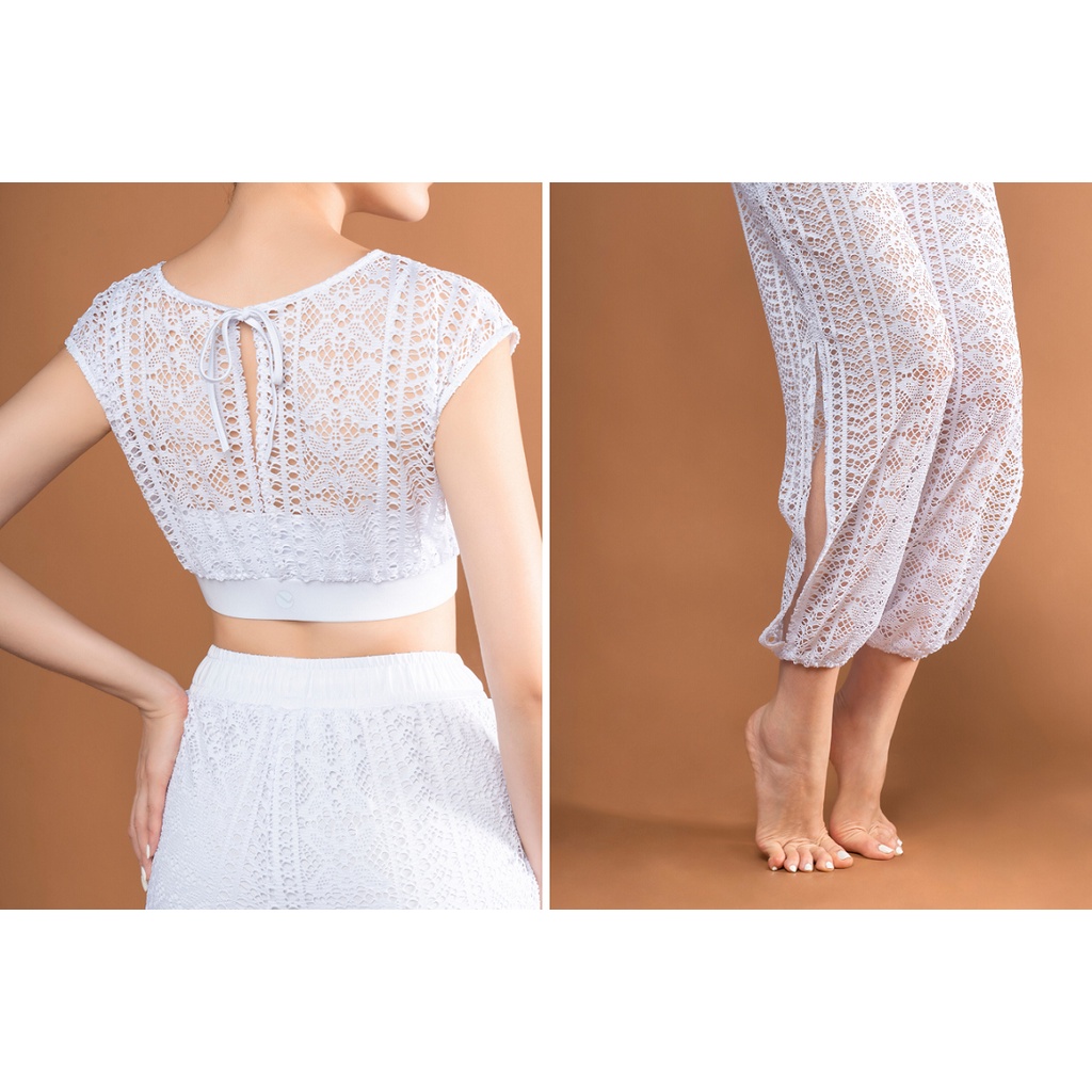 Bộ Đồ Tập Yoga Dáng Alibaba Phối Ren Dahlia Livan Sport Cao Cấp Dòng LV-PREMIUM