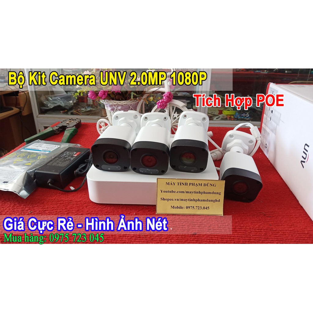 Bộ KIT 4 Camera UNV 2MP Full HD 1080P - Hàng chính hãng