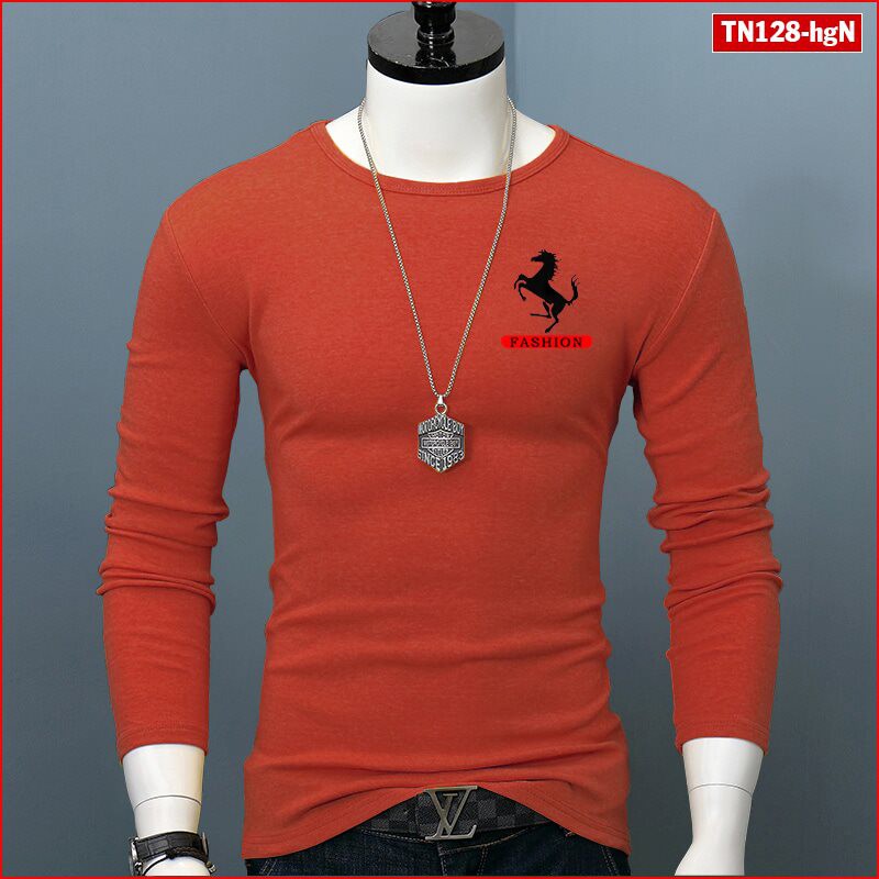 Áo phông nam tay dài TN128 logo con ngựa vải sợi tre tổng hợp đẹp phù hợp mọi lứa tuổi | BigBuy360 - bigbuy360.vn