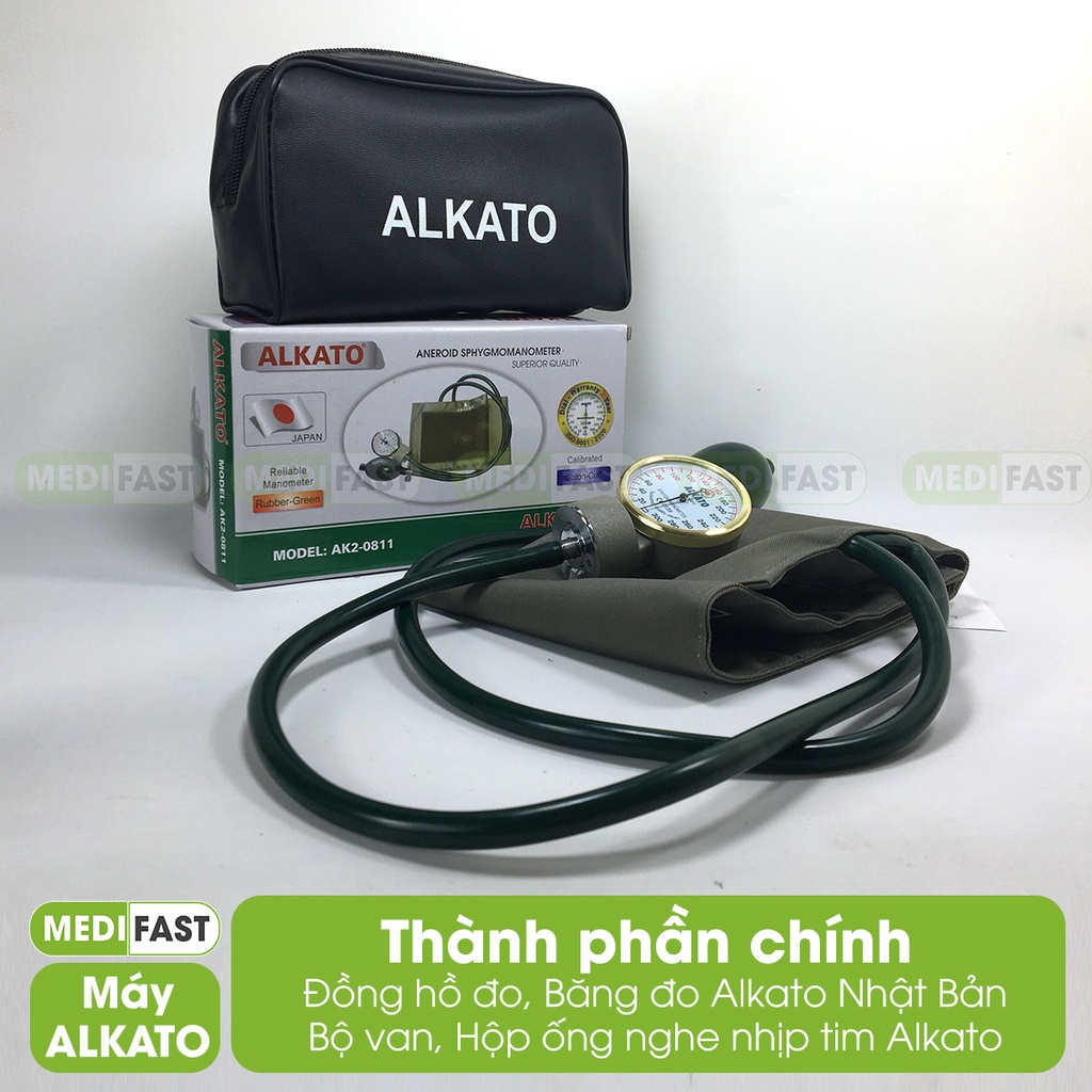 Bộ đo huyết áp cơ ALKATO - AK2 - 0811 - Được sản xuất từ Nhật Bản gồm đo huyết áp và tai nghe