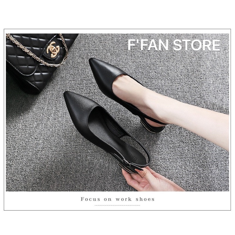 Giày Bệt Quai Sau [DA THẬT] Mềm Như Bún Slingback Mũi Nhọn FFAN STORE