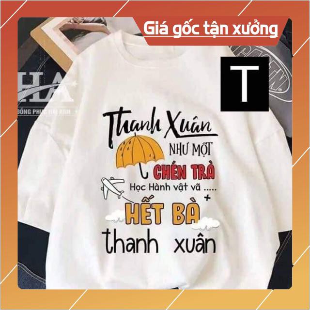 Áo thun nữ 💗FREESHIP💗áo in chữ thanh xuân như một chén trà