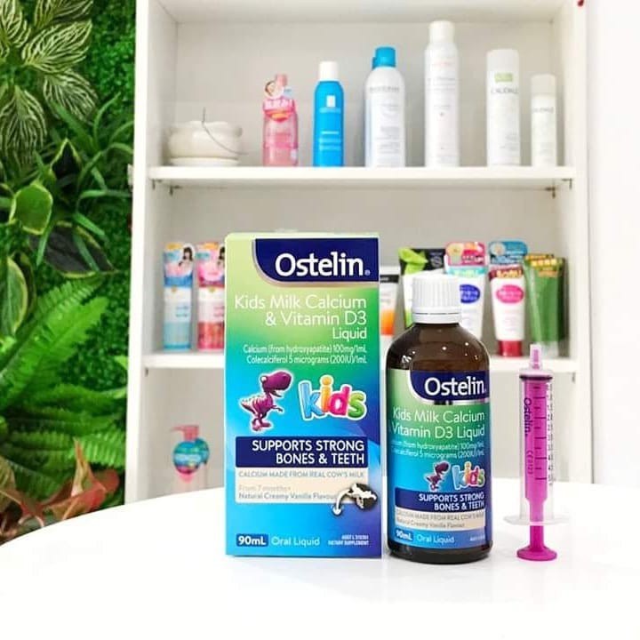 Canxi + Vitamin D: Ostelin Kid Milk Calcium & Vitamin D3 Liquid, Canxi Ostelin 90ml Kid