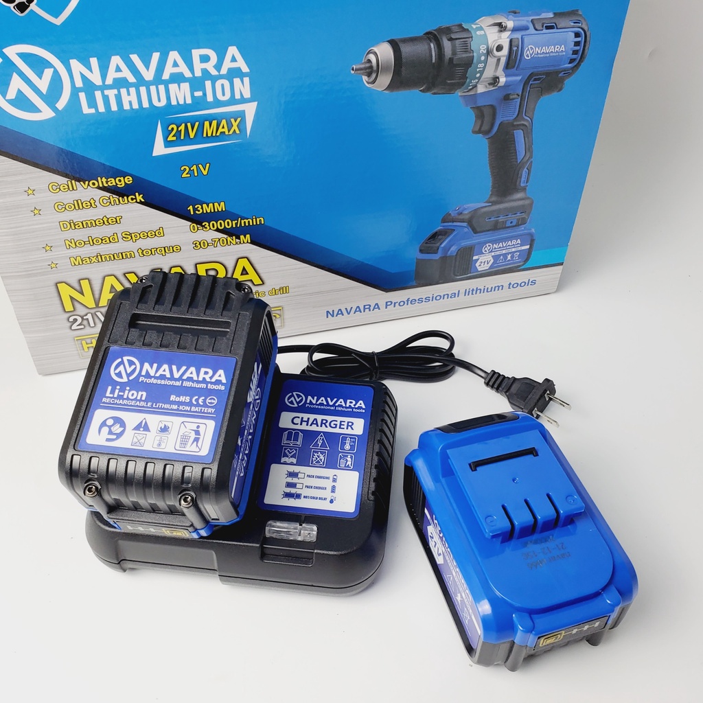 Máy Khoan Pin NAVARA 21v Siêu Khỏe - Lõi Đồng - Không Than