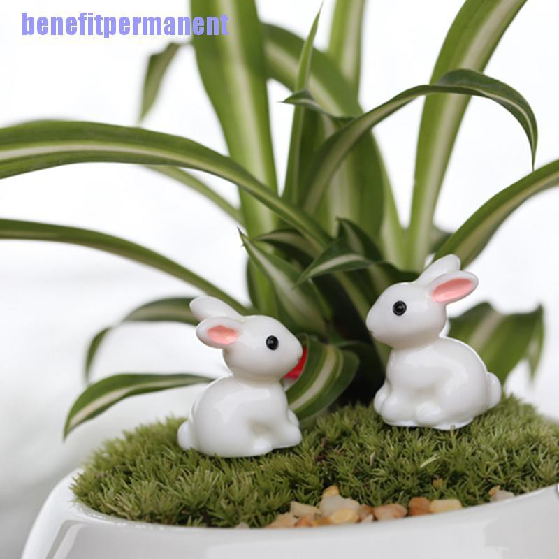Benefitpermanent✹★ Set 2 Tượng Thỏ Mini Trang Trí Sân Vườn