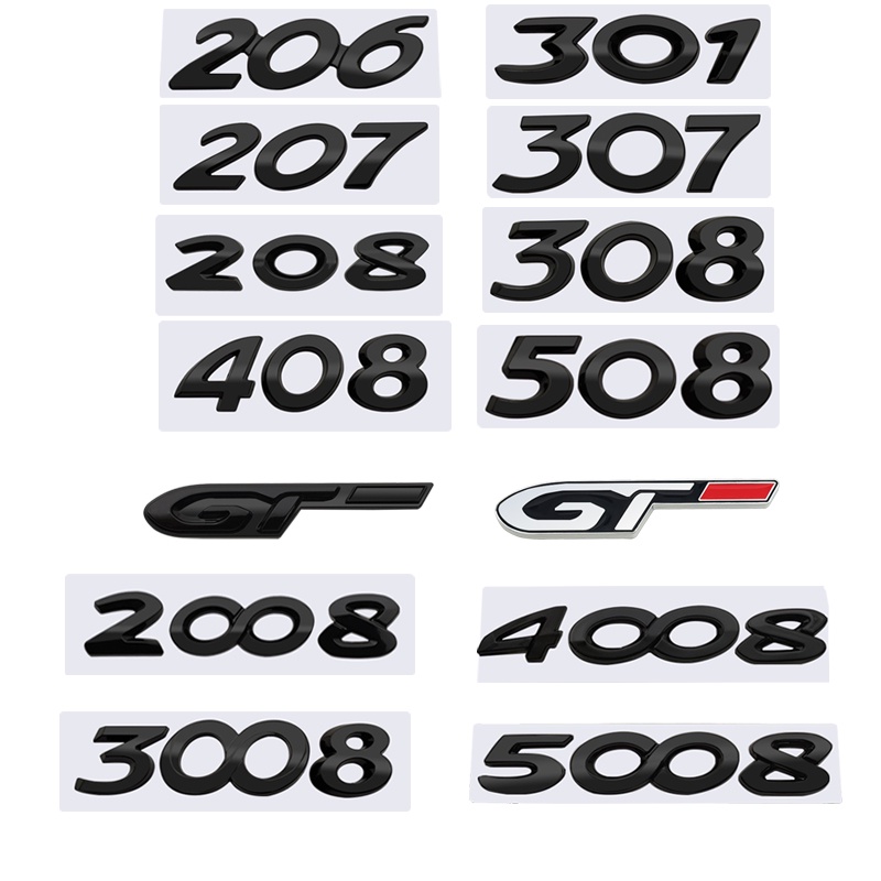 Miếng Dán Kim Loại Màu Đen Cho Xe Hơi Peugeot GT 206 207 208 301 307 308 408 508 2008 3008 4008 5008