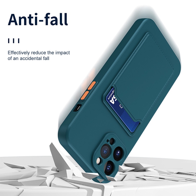 Ốp điện thoại silicon bảo vệ có ngăn đựng thẻ thích hợp cho Iphone 13 Pro Max 13 11 12 Pro Max Mini Xr
