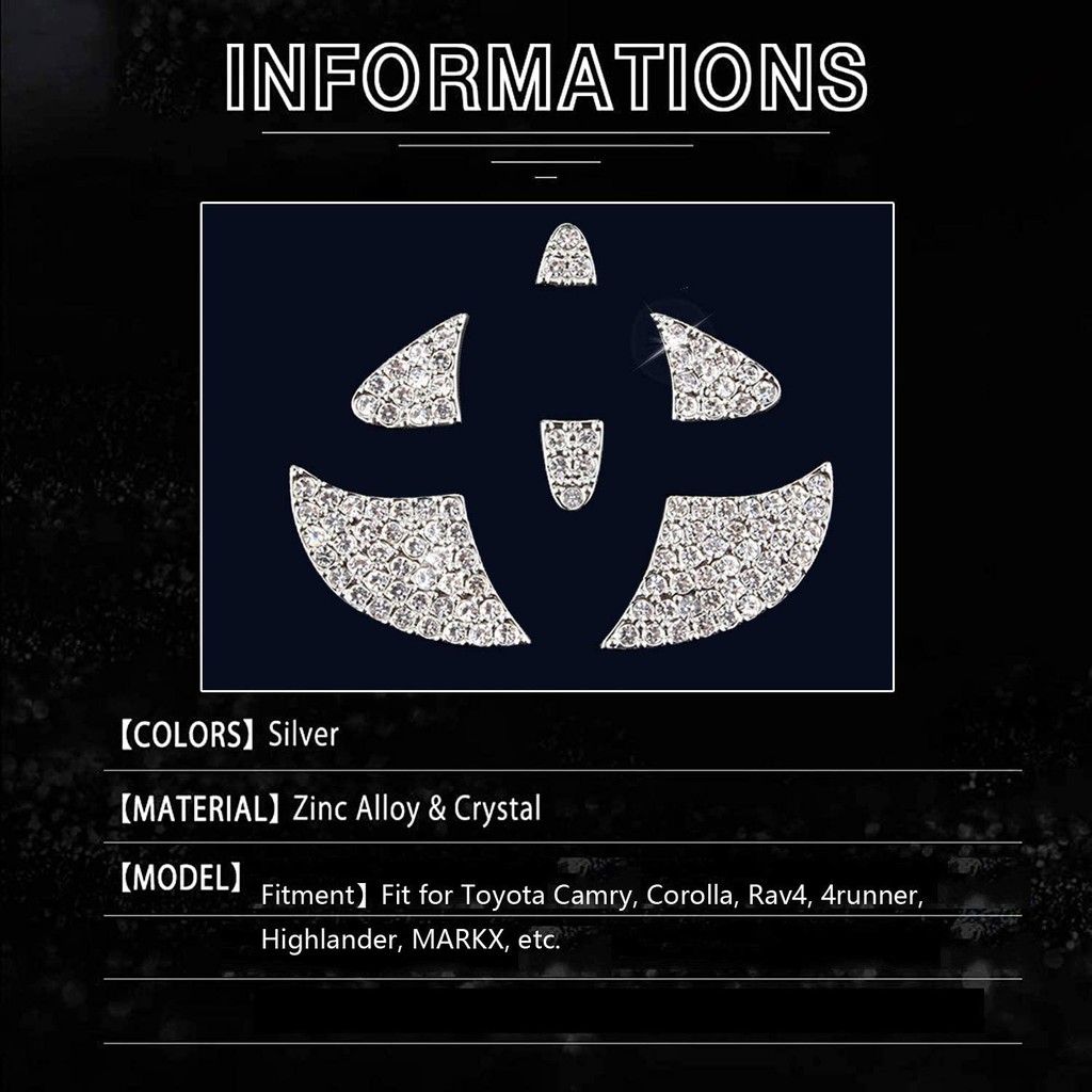 Hình dán trang trí vô lăng xe hơi Toyota đính đá long lanh sang trọng