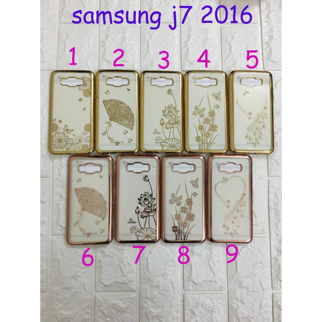 [Mã ELORDER5 giảm 10k đơn 20k] Ốp lưng dẻo đính đá viền màu cho Samsung Galaxy J7 2016