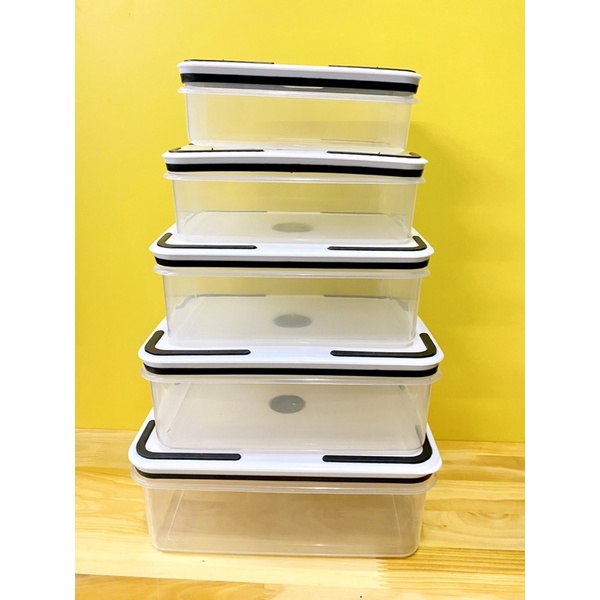 Set 5 hộp đựng thực phẩm đồ ăn để tủ lạnh, hộp đựng thức ăn hình chữ nhật, chất liệu nhựa cao cấp
