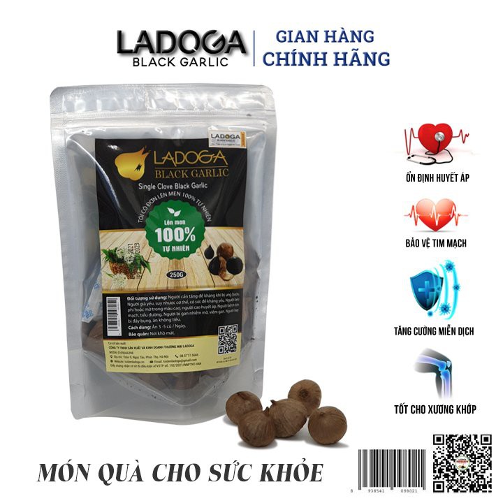 Tỏi đen Ladoga đóng túi 250g và 500g - Tỏi cô đơn lên men 100% tự nhiên 60 ngày theo công nghệ nhật bản