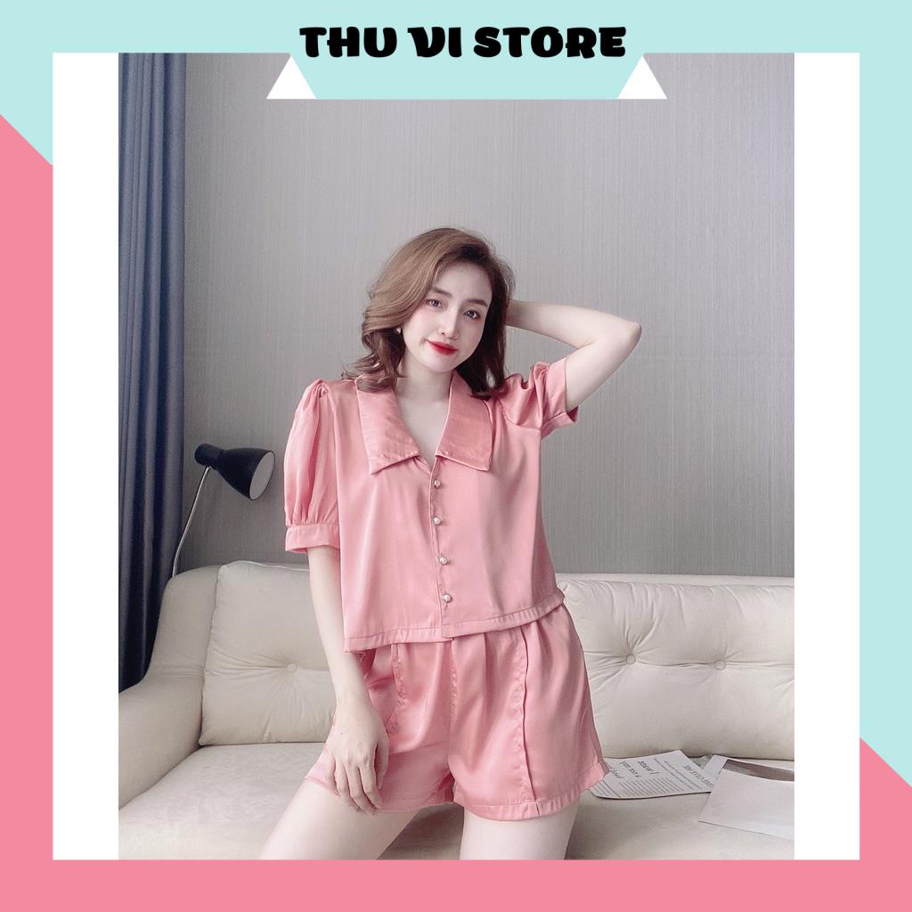 Đồ Bộ Nữ, Đồ Mặc Nhà, Set Bộ Áo Tay Ngắn Cổ Sen Quần Sọc Chất Lụa Satin Màu Sắc Tươi Trẻ Thời Trang Trẻ Trung Cho Bạn Nữ | BigBuy360 - bigbuy360.vn