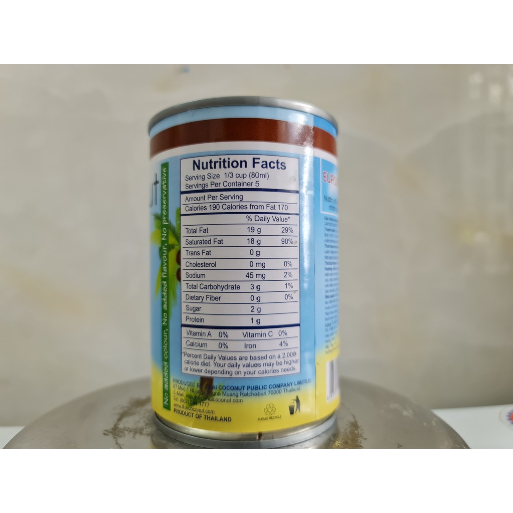 [400ml] NƯỚC CỐT DỪA ĐẬM ĐẶC [Thailand] EUFOOD Coconut Cream (euf-hk)